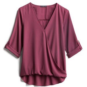 West Kei Allan Surplice Rolltab High Low Blouse